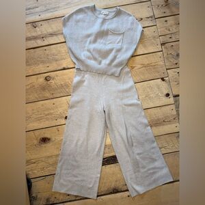 Marled Cream Knit Jumpsuit with Wide Waistband